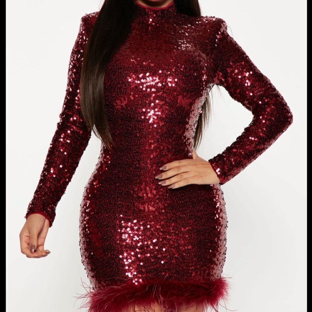 Fashion Nova Burgundy Sequin Mini Dress - Picture 2 of 12